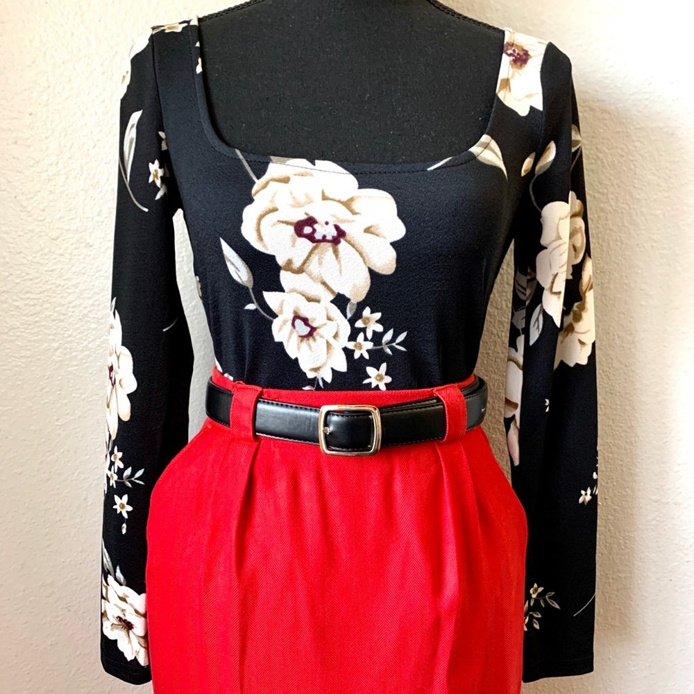 Shein Black Floral Top.